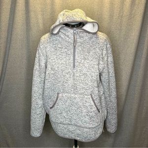 Thread & supply gray white Sherpa fleece sweater pullover 1/4 zip